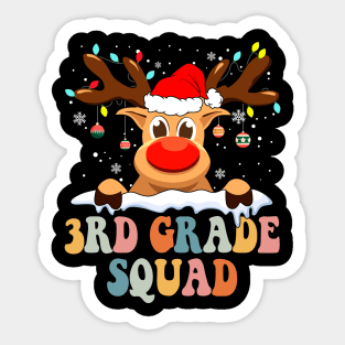 Reindeer 3rd Grade Teacher Squad Christmas Back To School Sticker